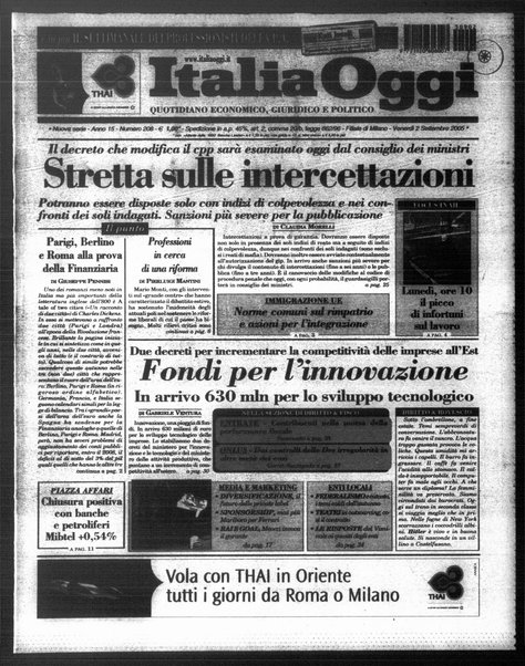 Italia oggi : quotidiano di economia finanza e politica